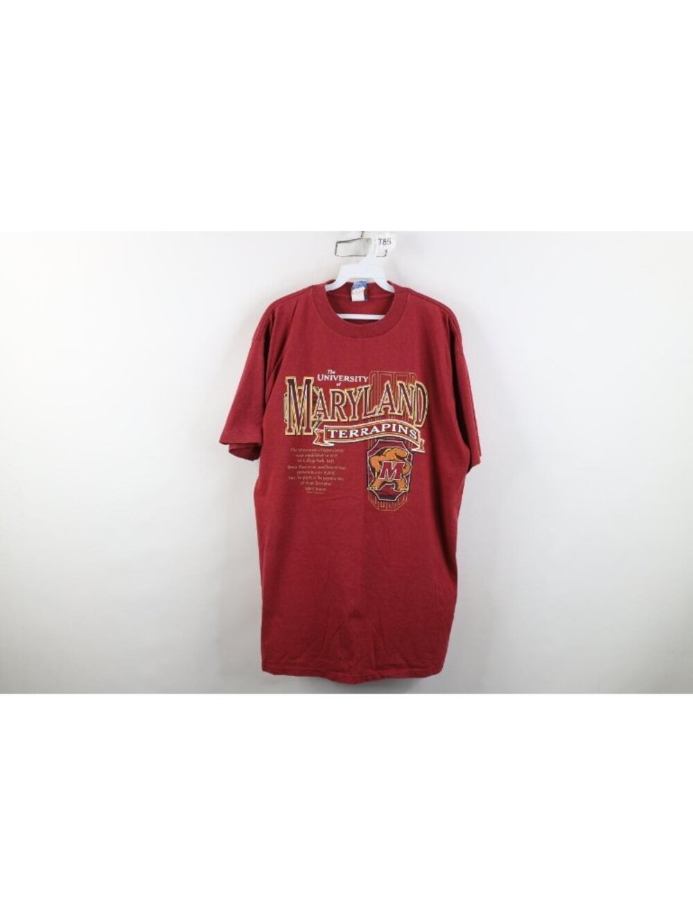Vintage 90s The University of Maryland T-Shirt Mens Size XL Red Faded USA Made